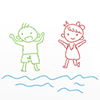 浜辺/ビーチ/子供 - キャラクター｜人物｜フリーイラスト
