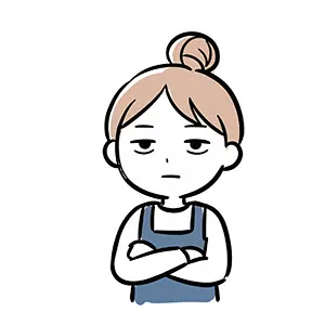 腕組みをして落ち着いた表情を崩さない冷静沈着でクールな女性のイラスト
