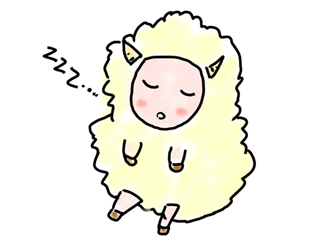 睡眠中 | 羊さん | 動物 - 人 / 手描き / 漫画 / アニメ / イラスト / クリップアート / フリー素材