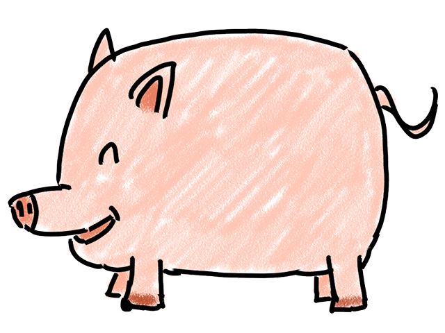 にっこり豚さん | 動物 - 人 / 手描き / 漫画 / アニメ / イラスト / クリップアート / フリー素材