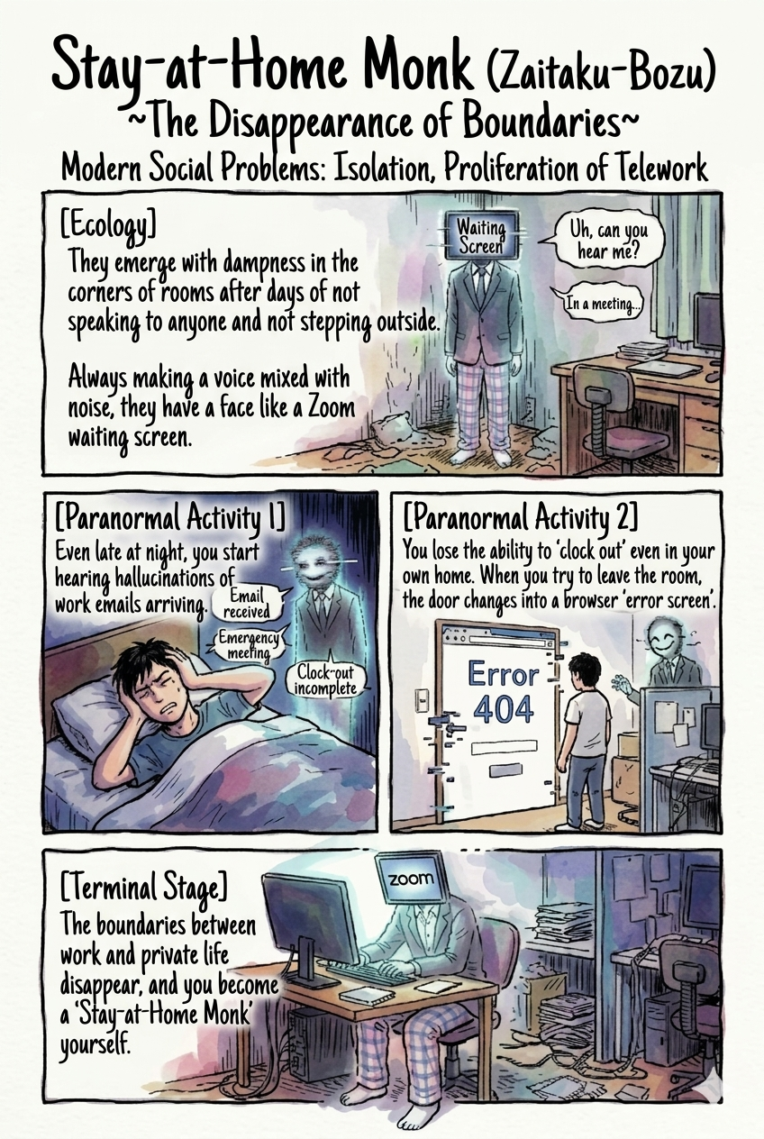 [Modern Urban Legend] Zaitaku-Bozu: The Infographic Explaining the Horrors of Isolation and Telework